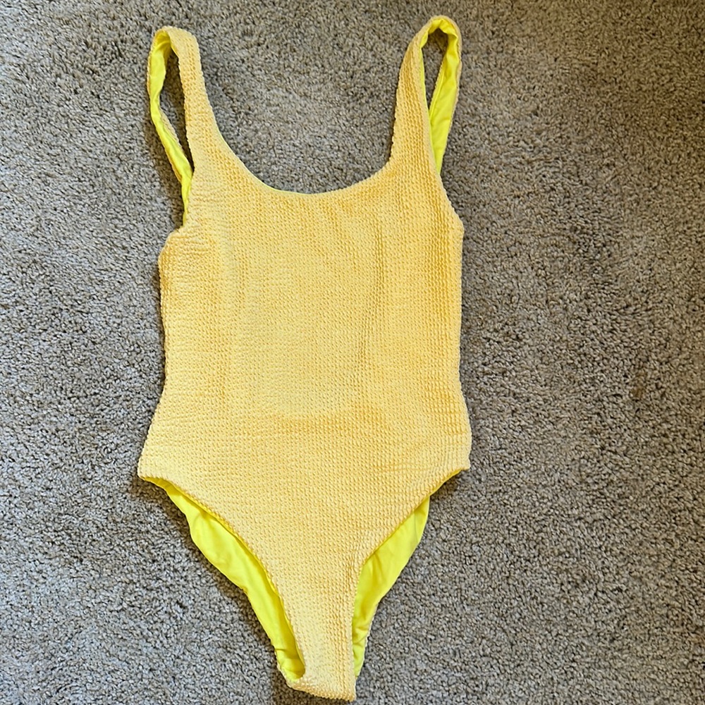 Yellow Reversible one piece bathing suit